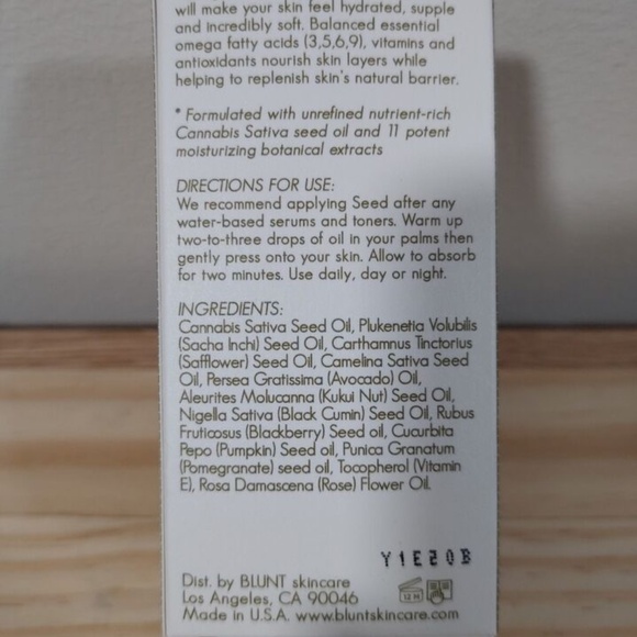 Blunt Skincare Seed Hydrating Face Oil 1 oz/ 30 mL, x2 Bottles - Picture 3 of 3